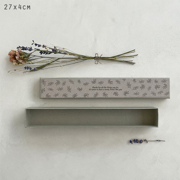 Greige Sentiment Dried Flowers In Long Box - Various