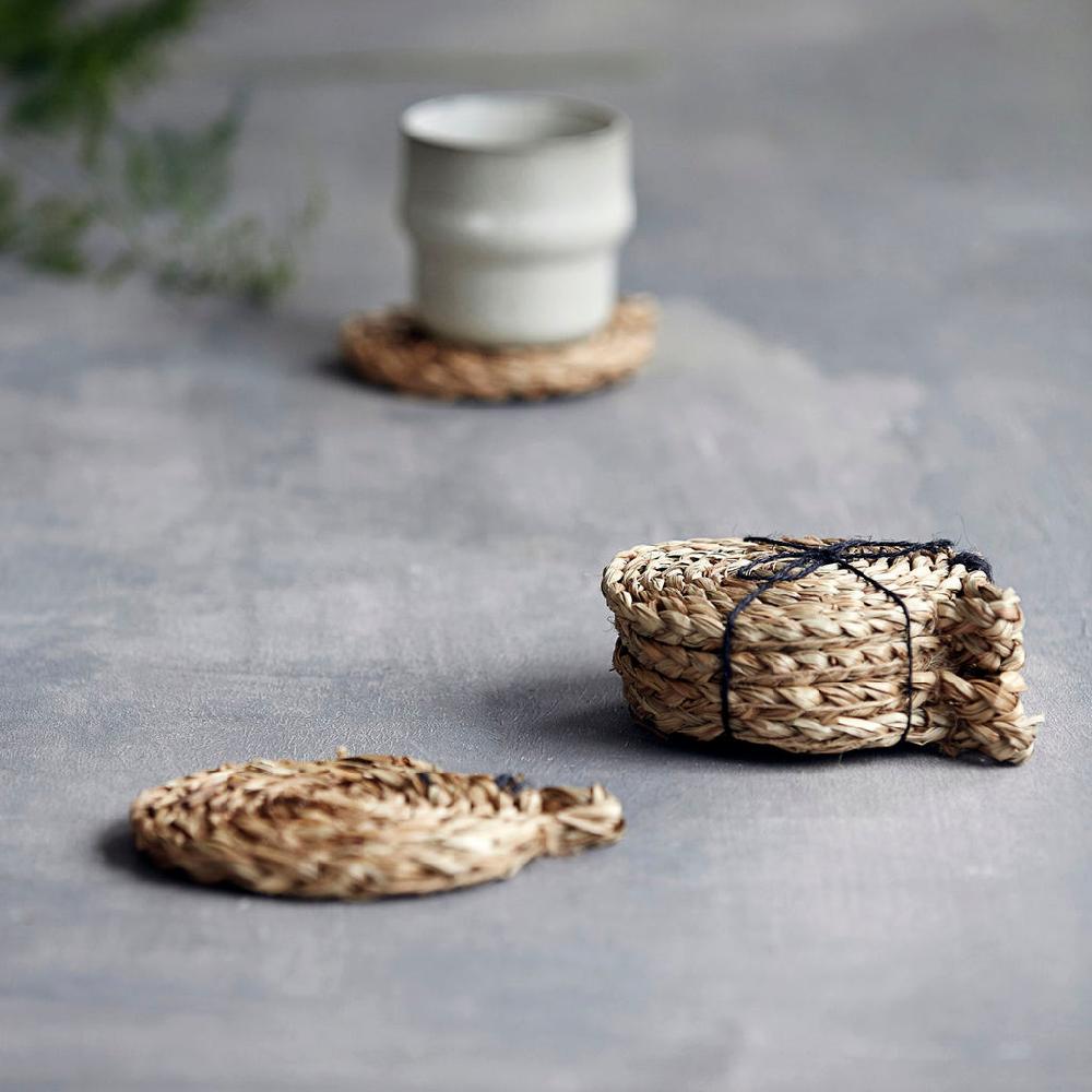 Greige Set Of Four Seagrass Coasters