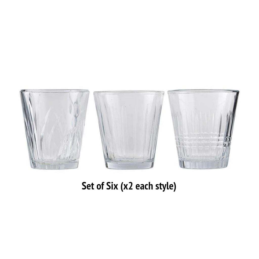Greige Set Of Six Assorted Vintage Style Glasses