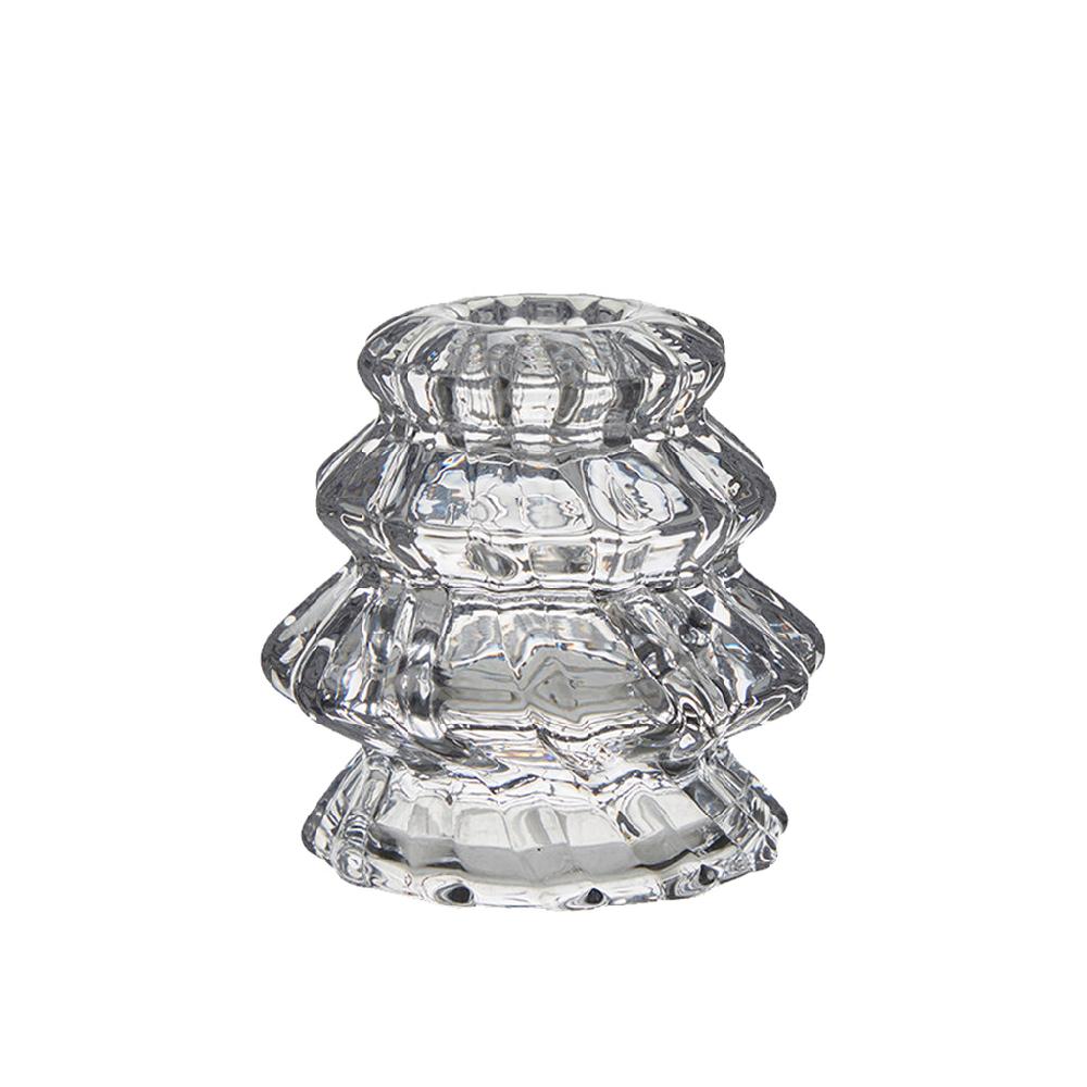 Greige Set Of Six Small Glass Candlesticks