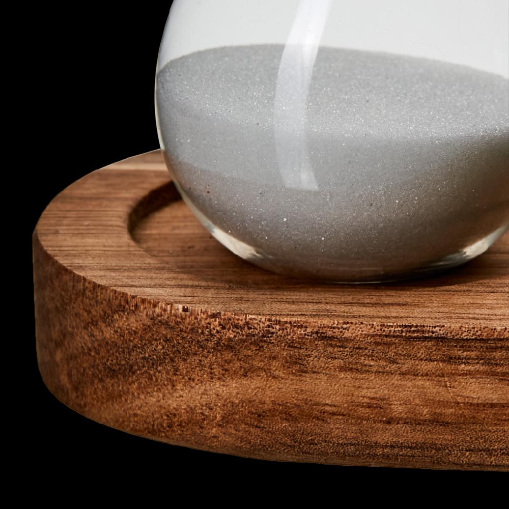 Greige Set Of Three Hourglasses On Wooden Stand