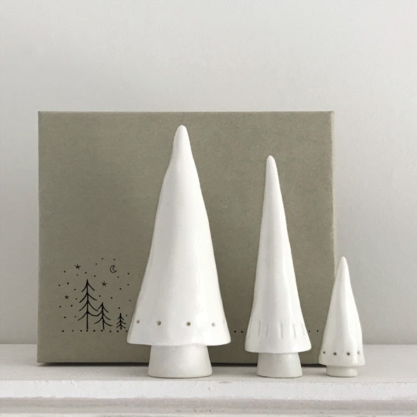 Greige Set Of Three Porcelain Christmas Trees
