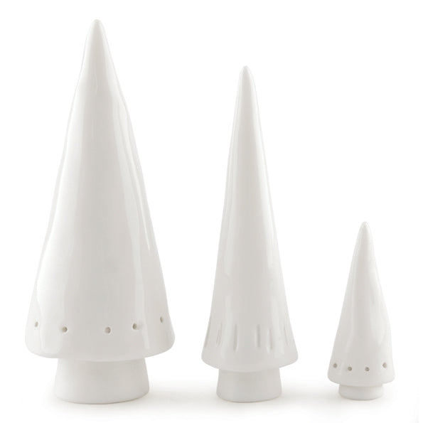 Greige Set Of Three Porcelain Christmas Trees