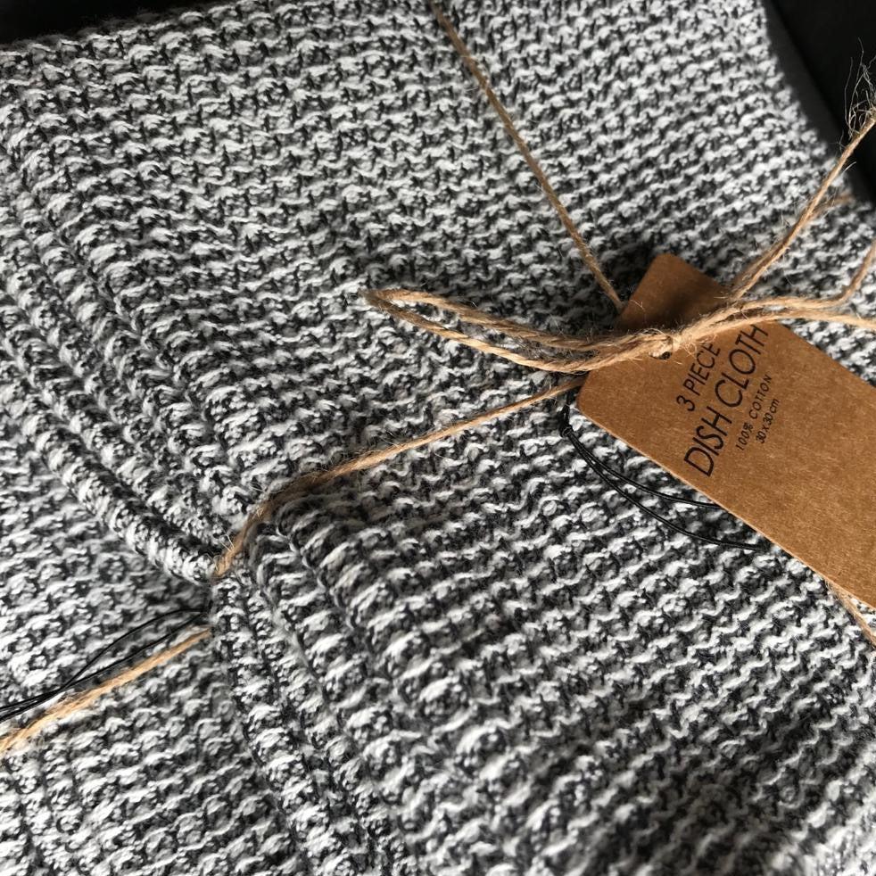 Greige Set Of Three Waffle Cotton Dishcloths