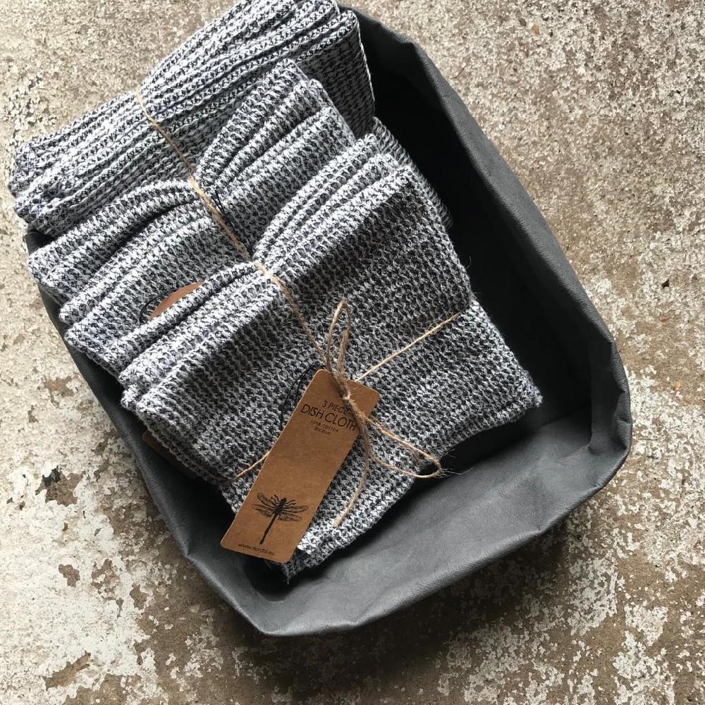 greige Set of Three Waffle Cotton Dishcloths