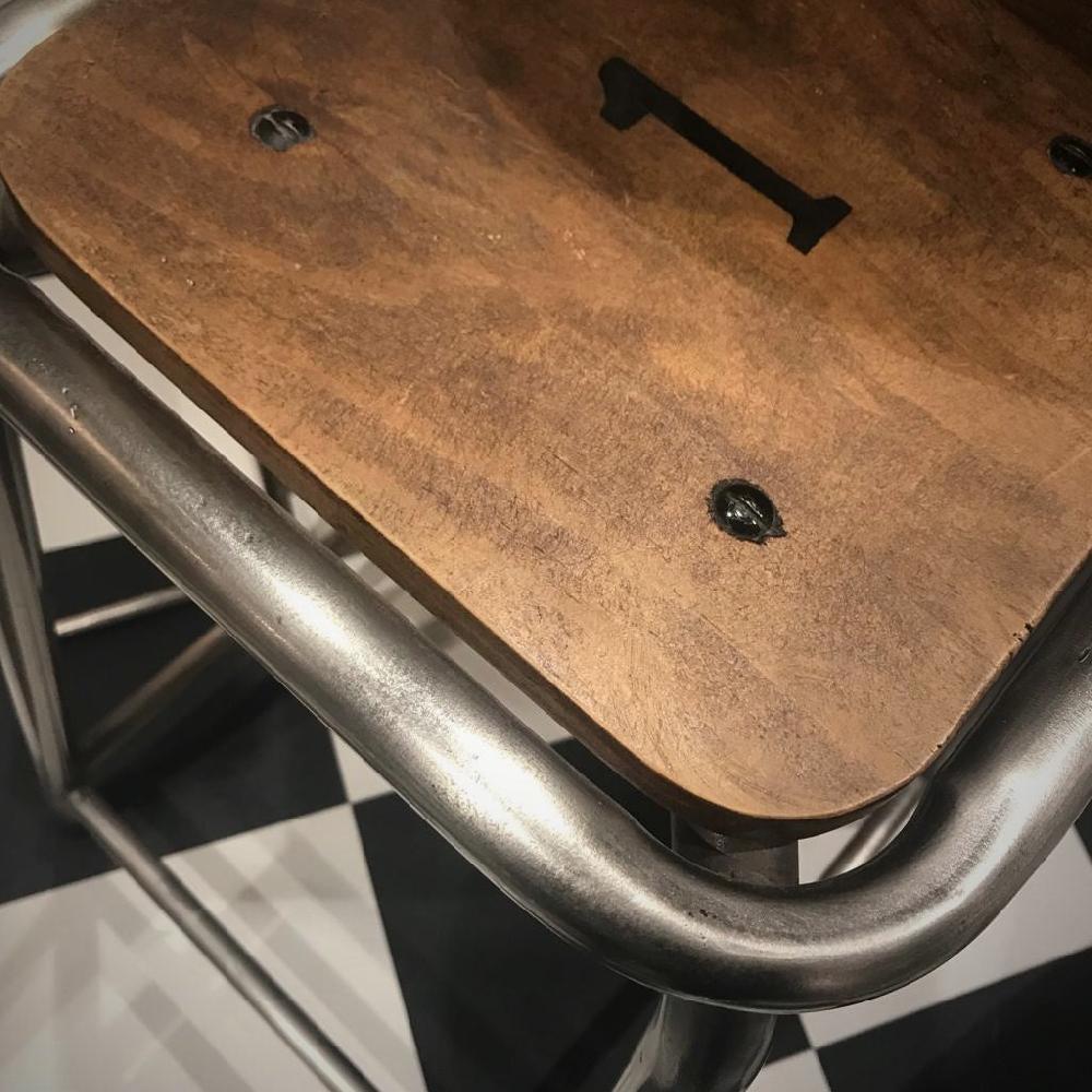 Greige Set Of Three Wood And Iron Stools