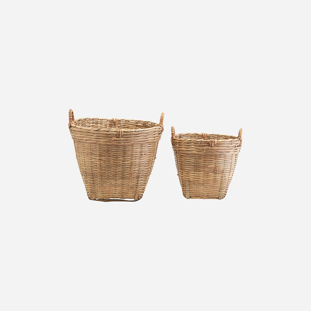 Greige Set Of Two Bamboo Storage Baskets