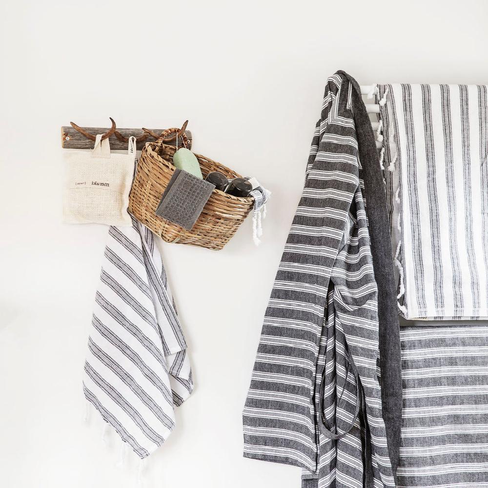 Greige Set Of Two Bamboo Wall Storage Baskets