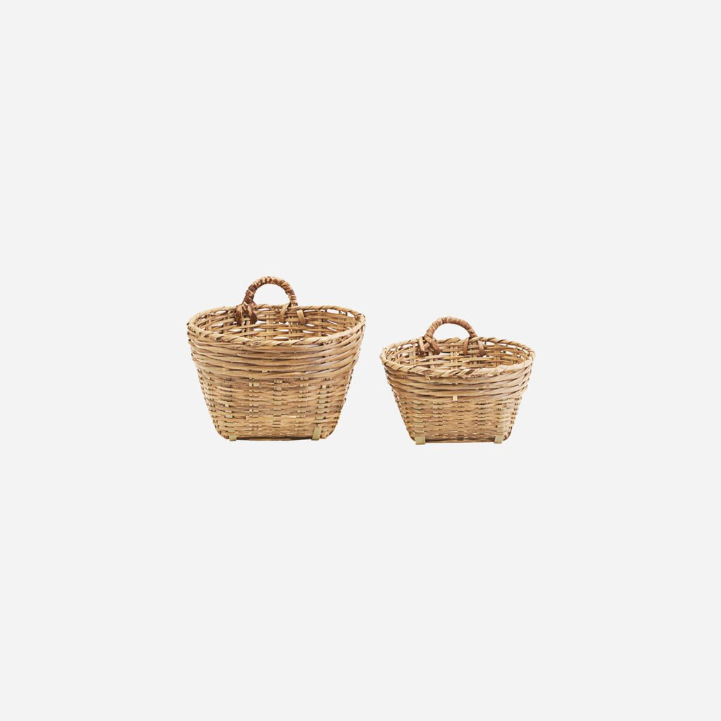 Greige Set Of Two Bamboo Wall Storage Baskets
