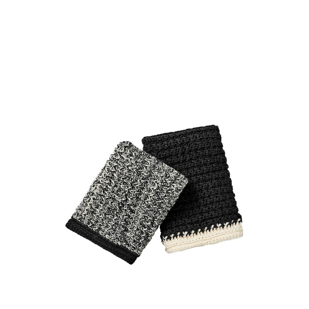 Greige Set Of Two Cotton Dishcloths - Black