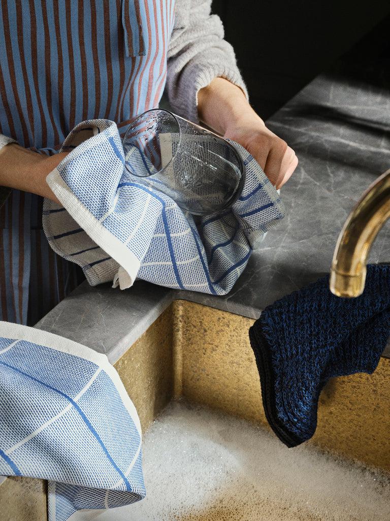 Greige Set Of Two Cotton Dishcloths - Blue