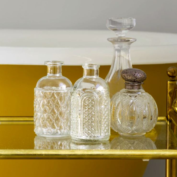 Greige Set Of Two Embossed Mini Bottle Vases