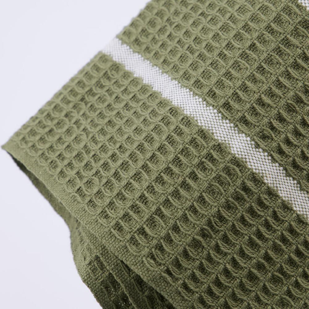 Greige Set Of Two Olive Green Waffle Dish Cloths
