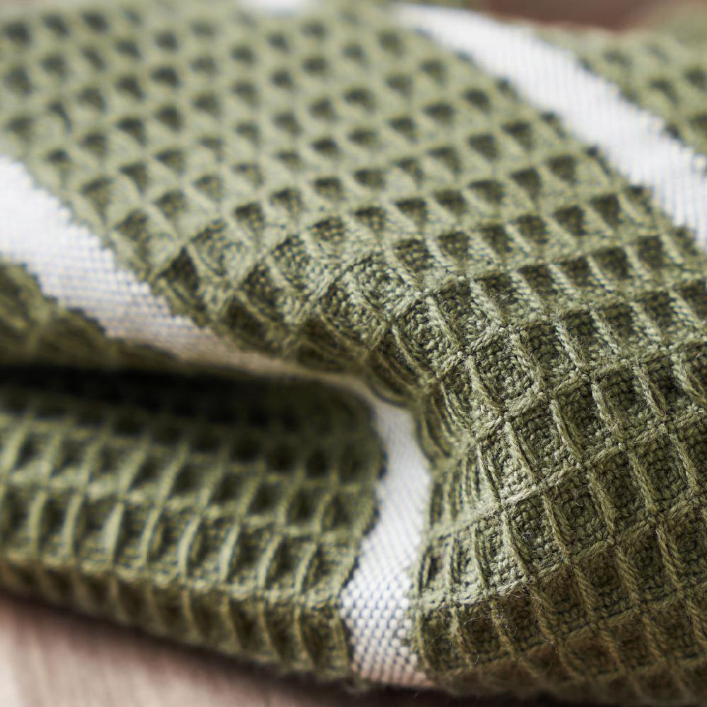 greige Set of Two Olive Green Waffle Dish Cloths