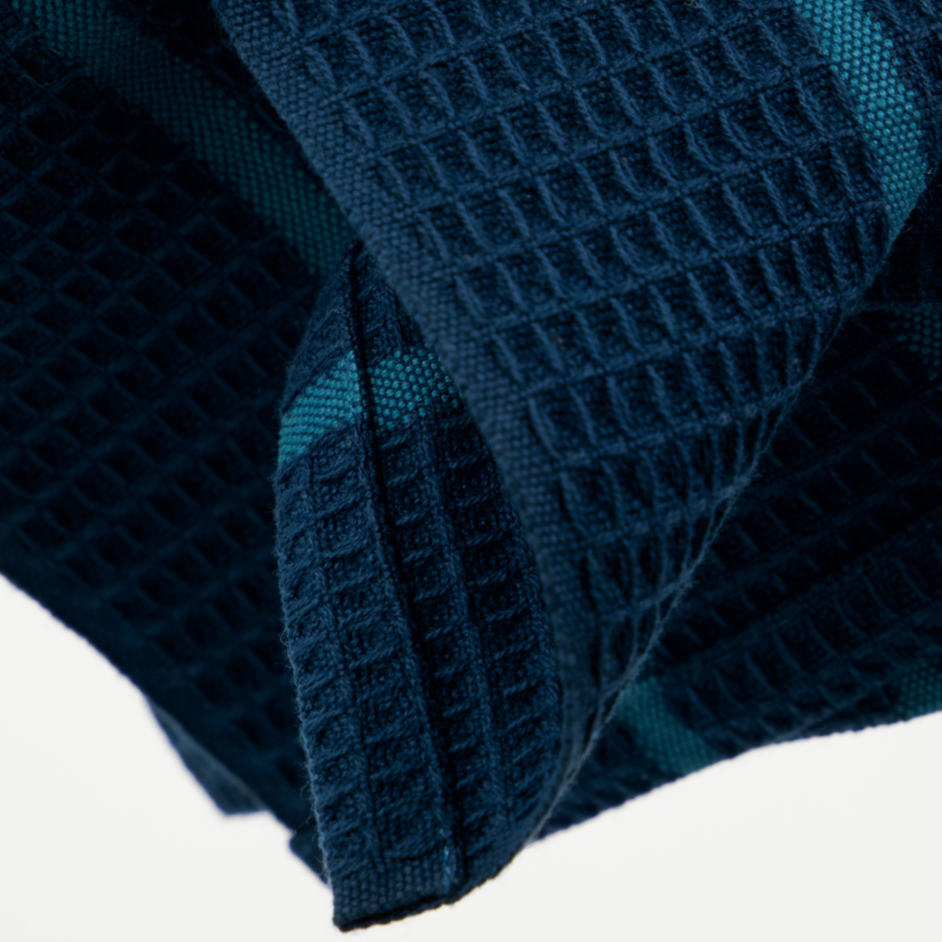 Greige Set Of Two Petrol Blue Waffle Dish Cloths