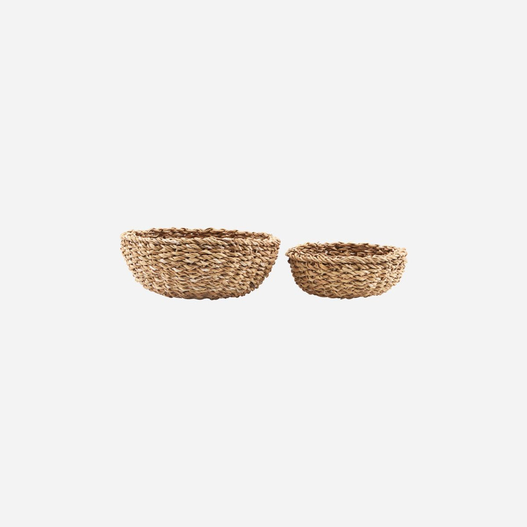Greige Set Of Two Round Seagrass Bread Baskets