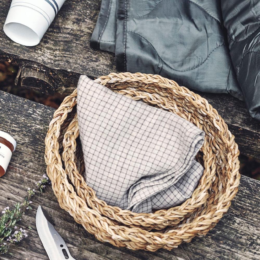greige Set of Two Round Seagrass Bread Baskets