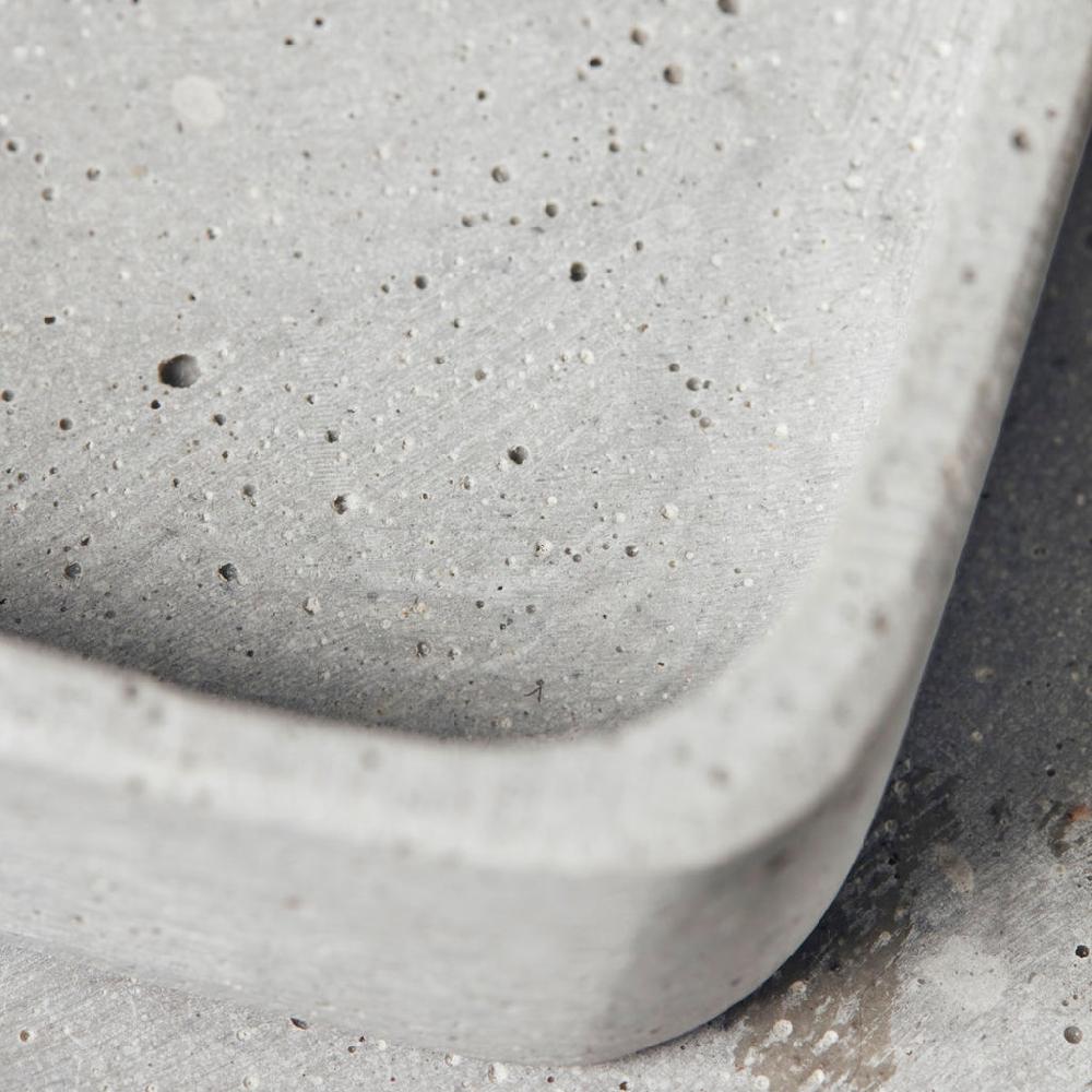 Greige Set Of Two Square Polystone Concrete Trays