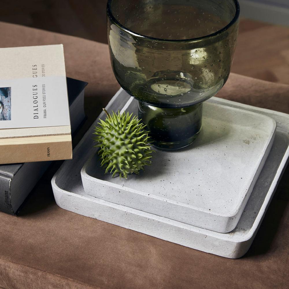 greige Set of Two Square Polystone Concrete Trays