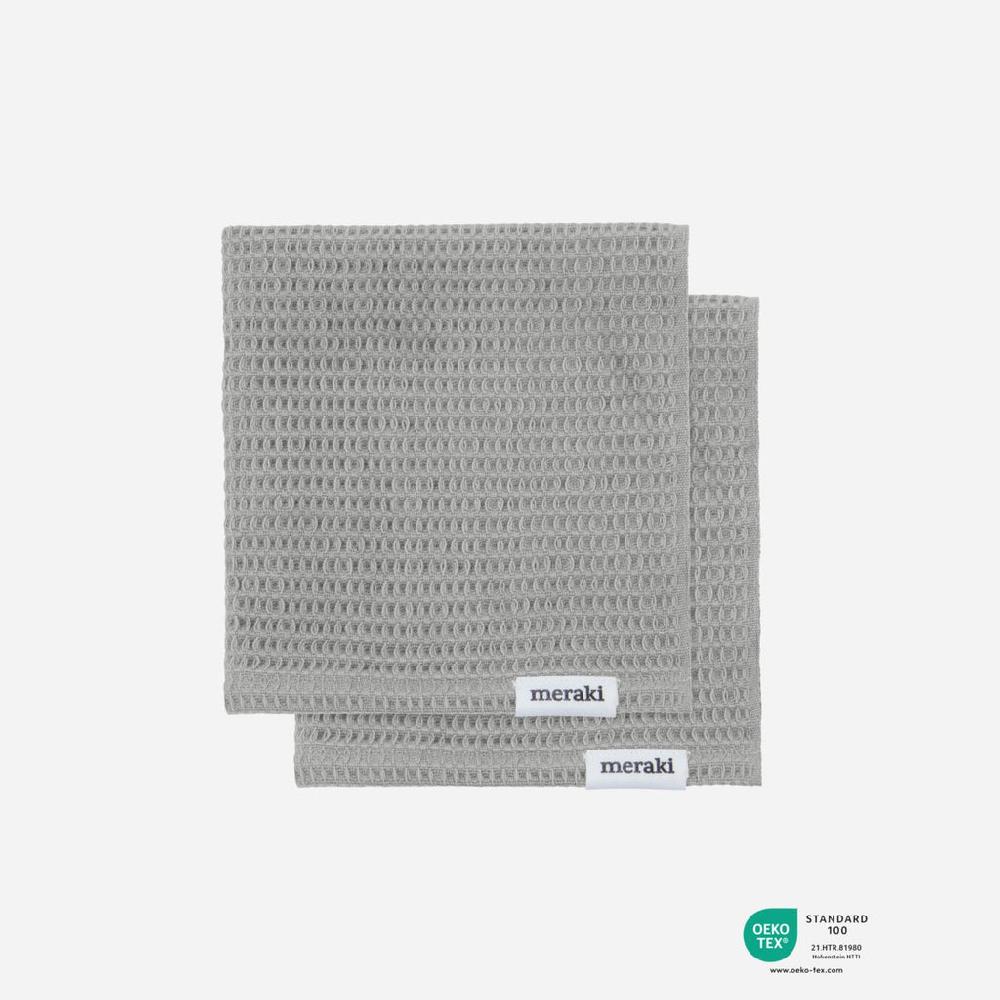 Greige Set Of Two Waffle Dish Cloths - Light Grey