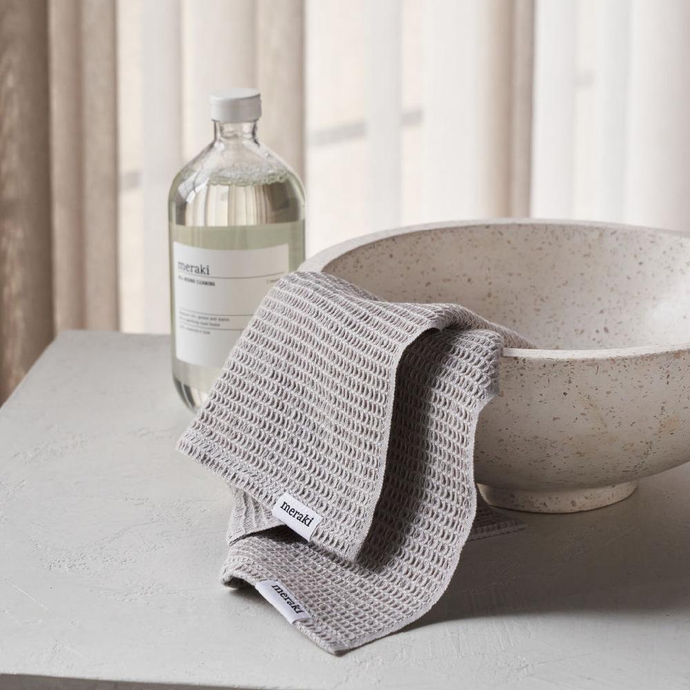 greige Set of Two Waffle Dish Cloths - Light Grey