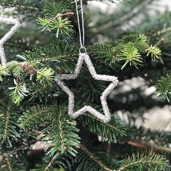 Greige Silver Beaded Star