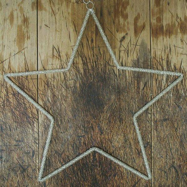 greige Silver Beaded Star