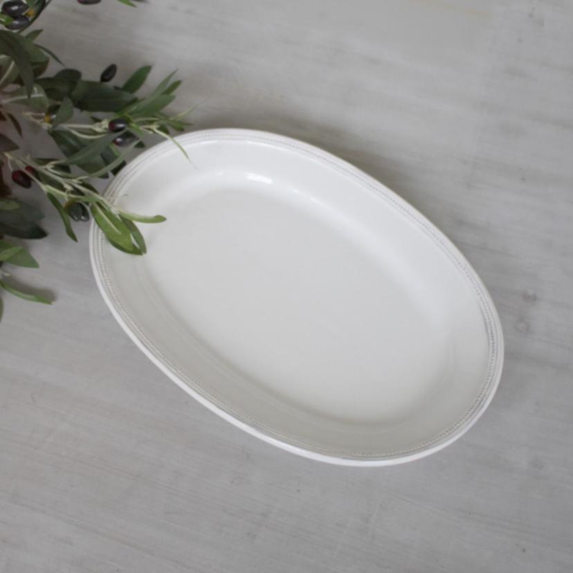 Greige Simple Vintage Style White Serving Platter