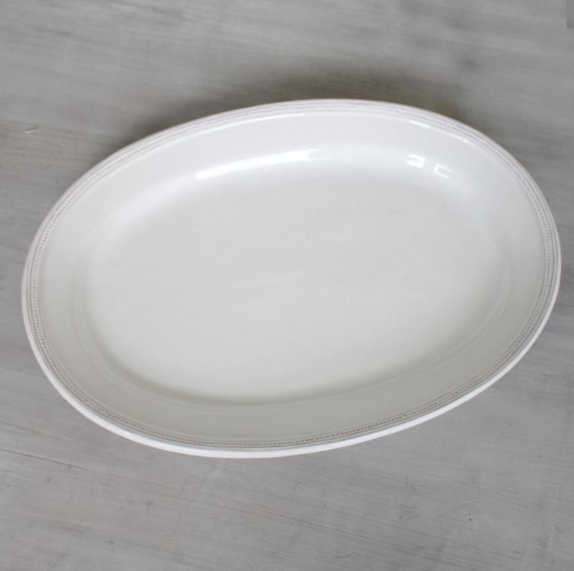 greige Simple Vintage Style White Serving Platter