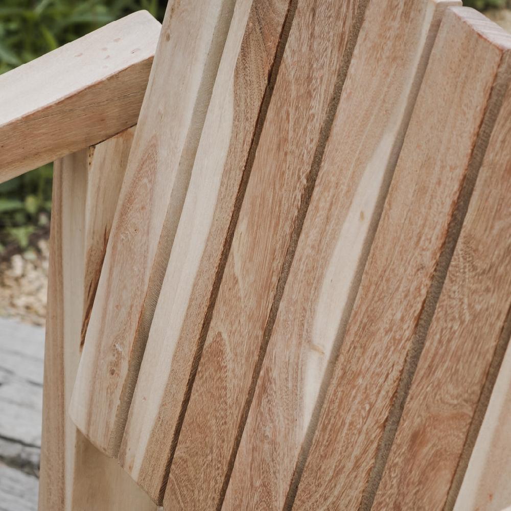 Greige Slatted Natural Acacia Wood Armchair