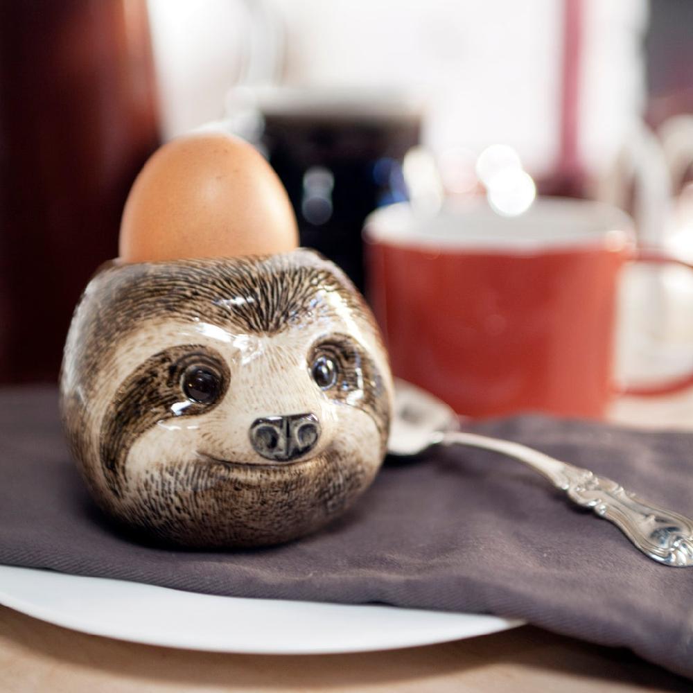 greige Sloth Face Egg Cup by Quail Ceramics