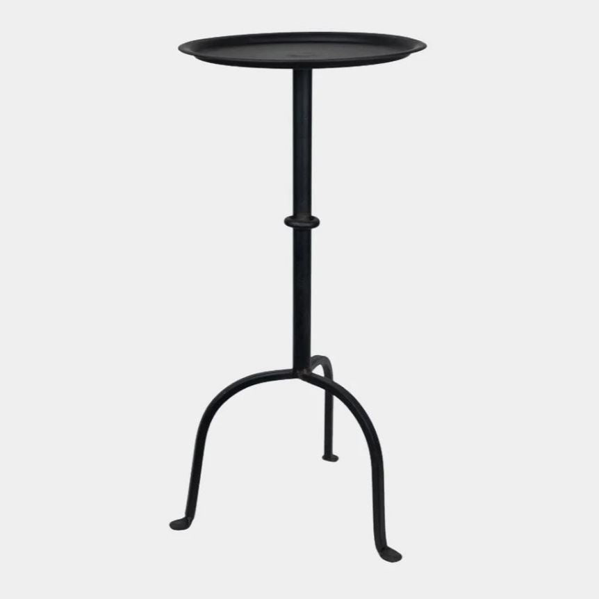 greige Small Black Iron Side Table