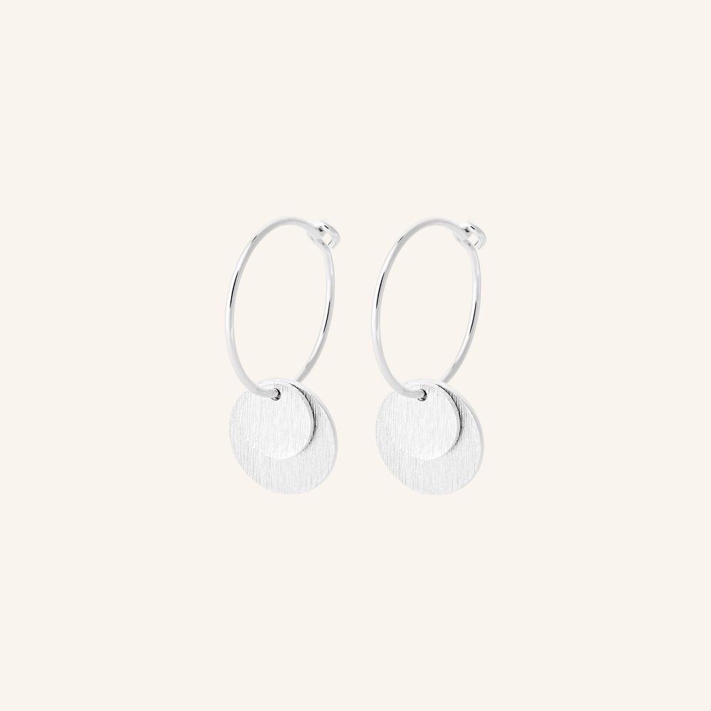 Greige Small Coin Earrings - Silver - Pernille Corydon