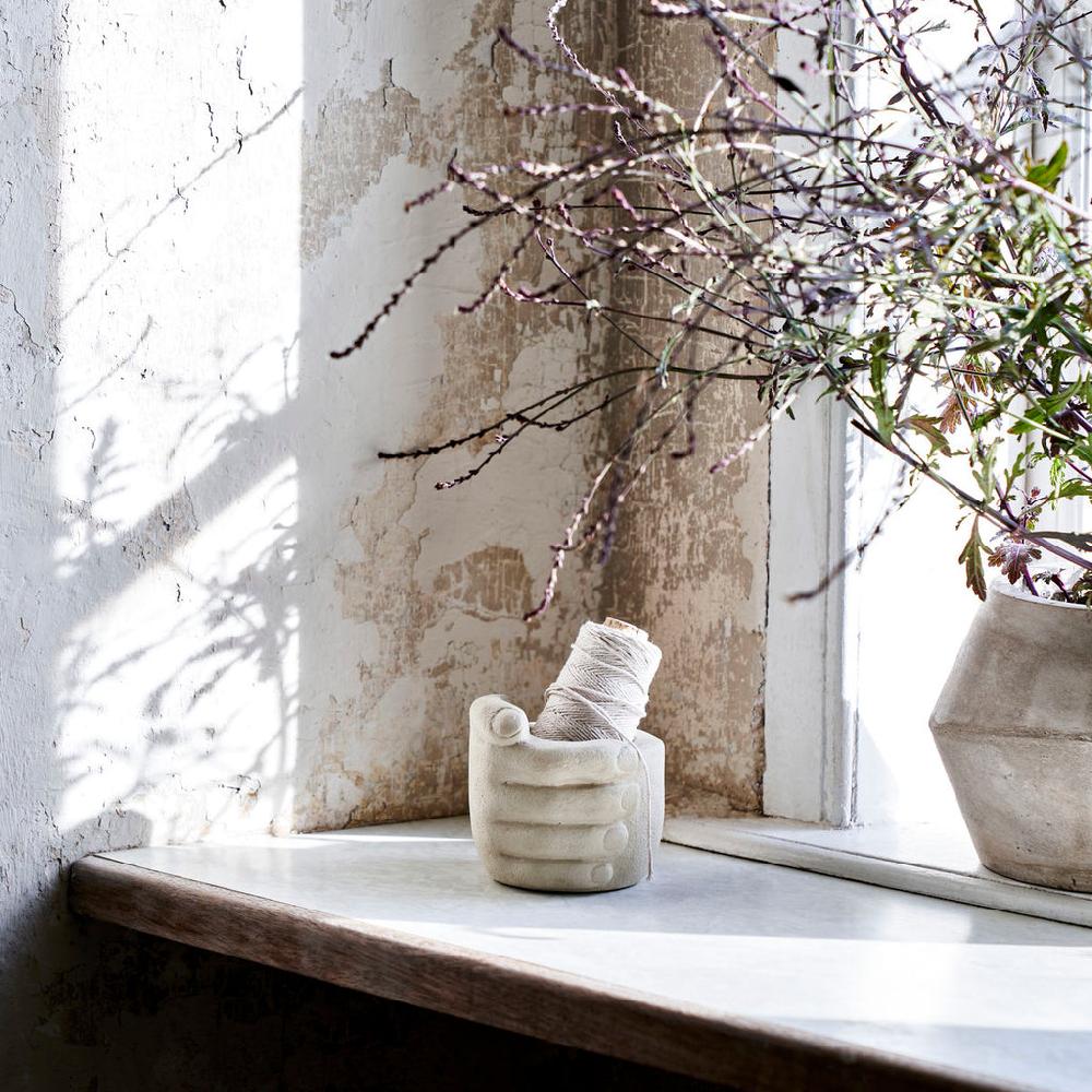 Greige Small Earthenware Hands Storage Pot