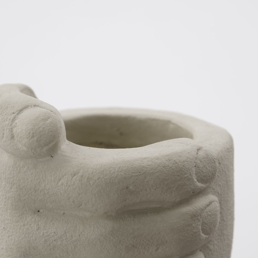 Greige Small Earthenware Hands Storage Pot