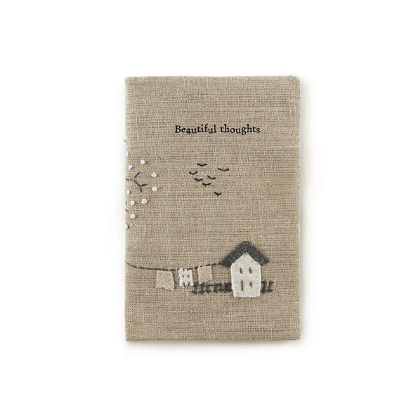Greige Small Linen Notebook - Beautiful Thoughts