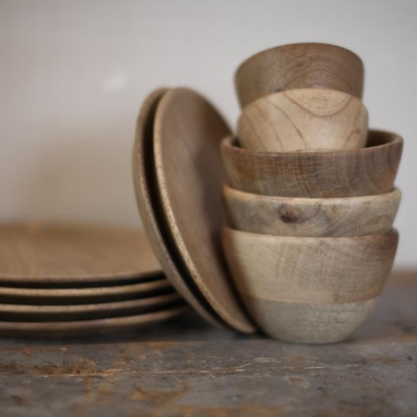 greige Small Mango Wood Bowls