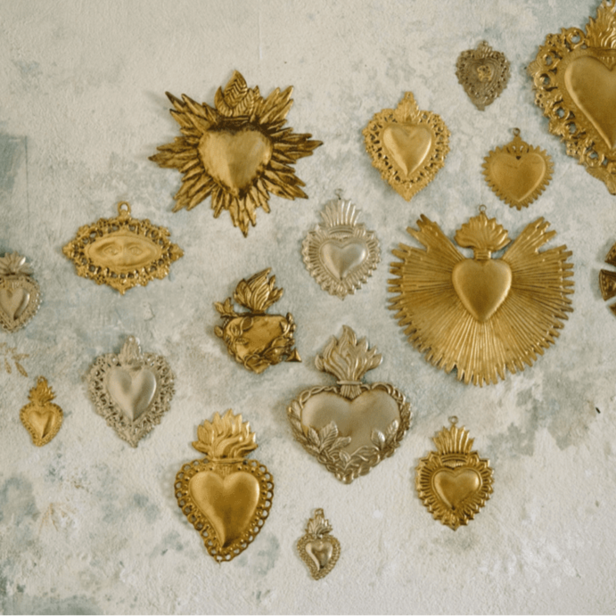 Greige Small Maria Heart - Antique Silver - Boncoeurs