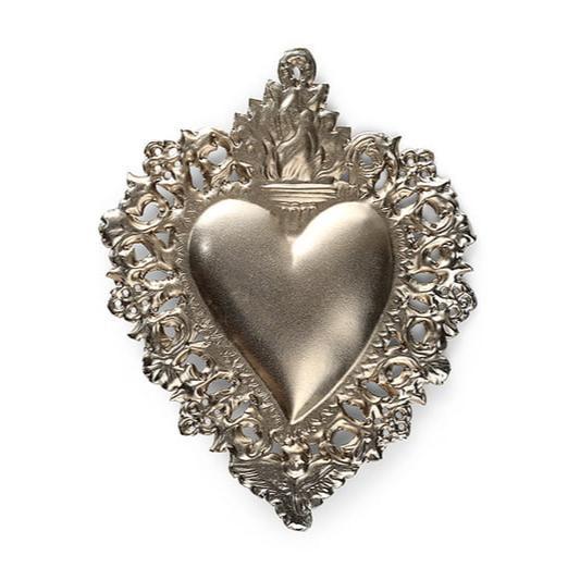 greige Small Maria Heart - Antique Silver - Boncoeurs