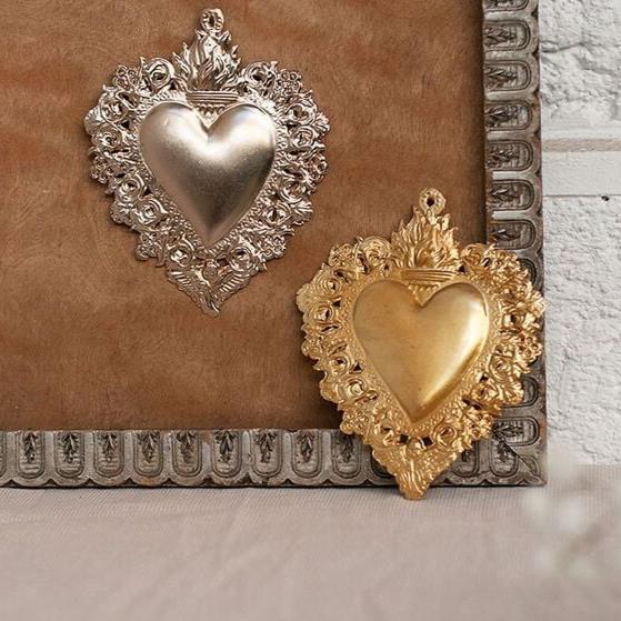 Greige Small Maria Heart - Gold - Boncoeurs