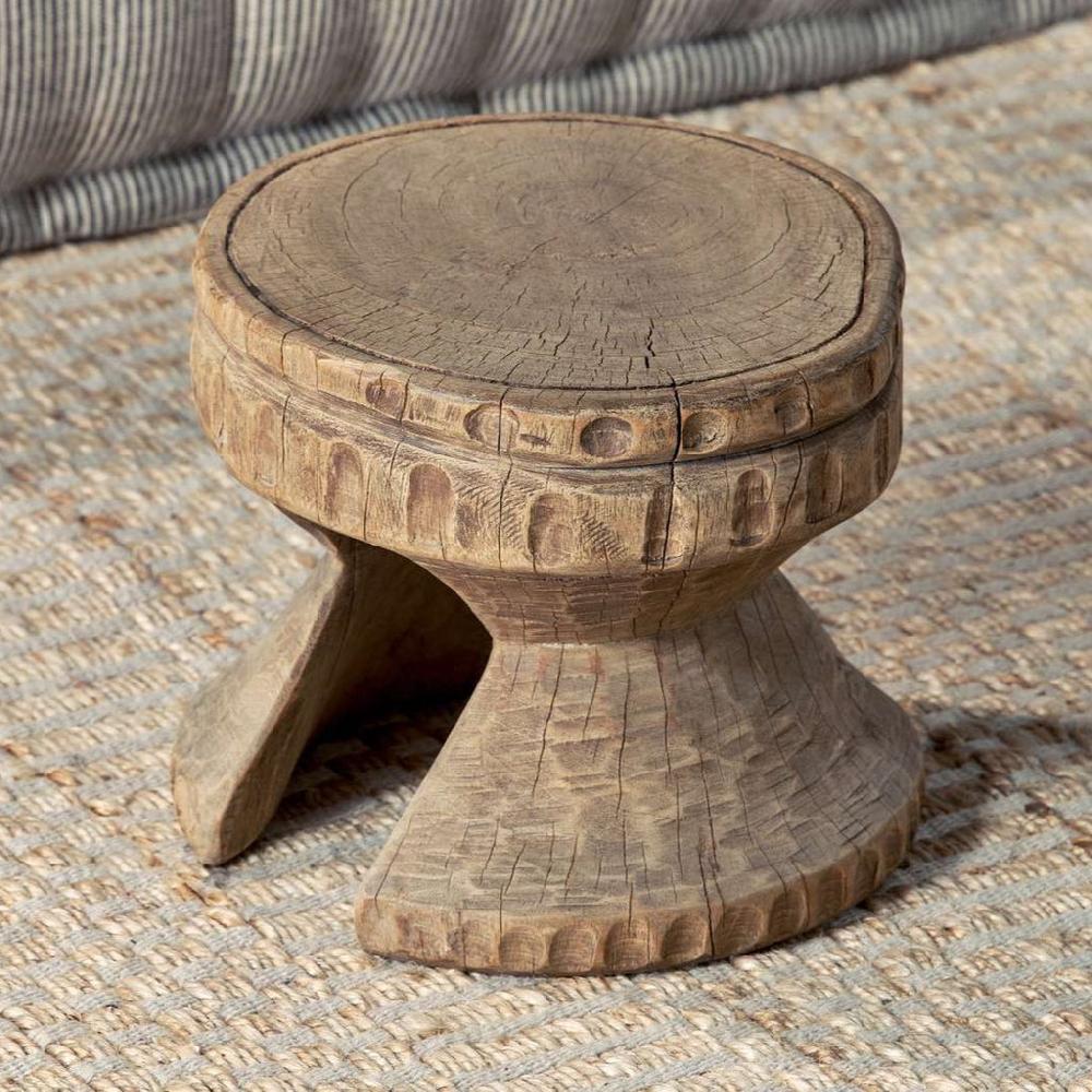 Greige Small Reclaimed Wood Stool