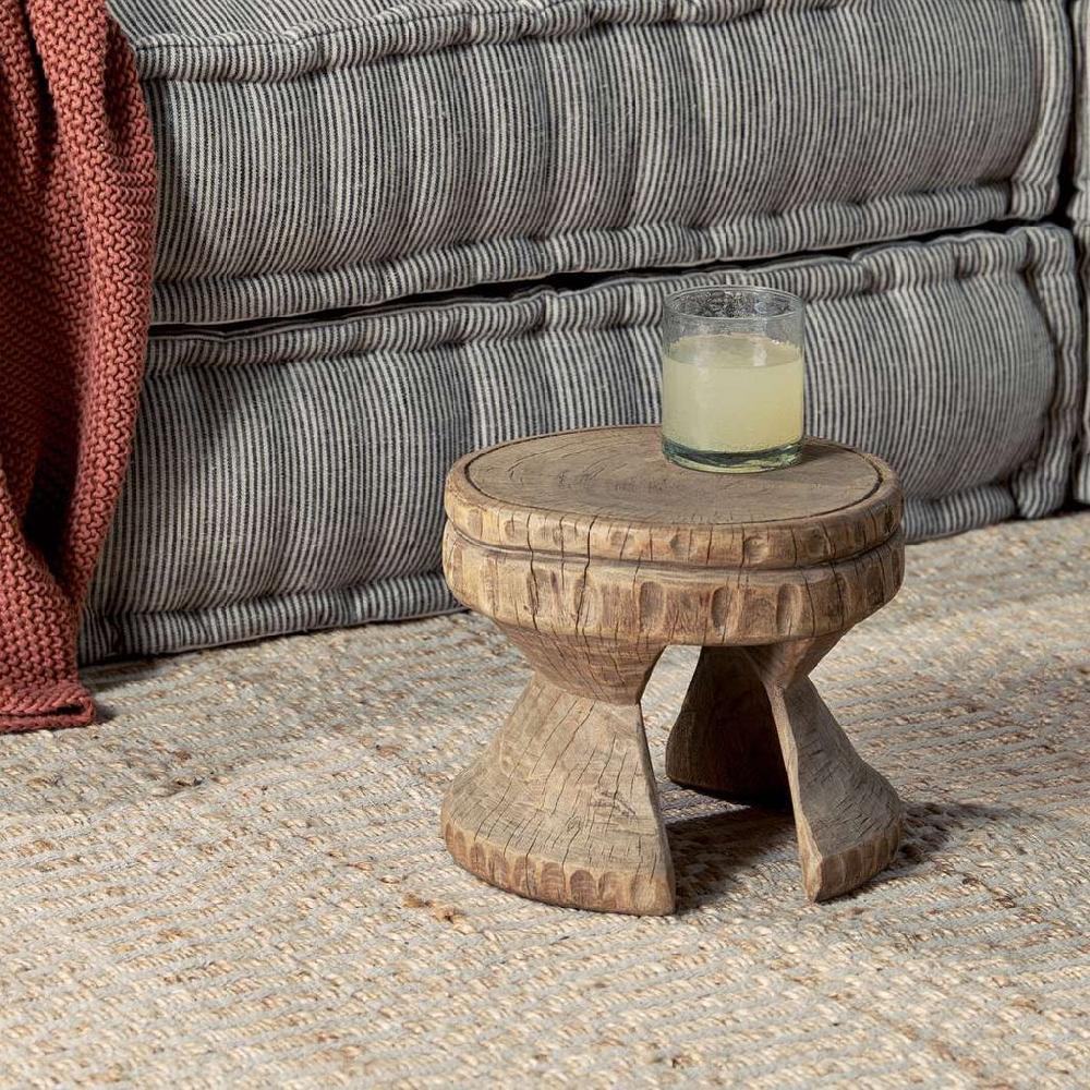 Greige Small Reclaimed Wood Stool