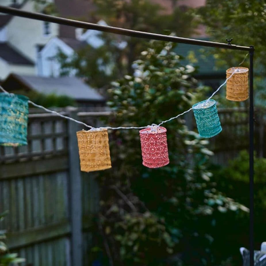 greige Solar and Battery Lantern Chain