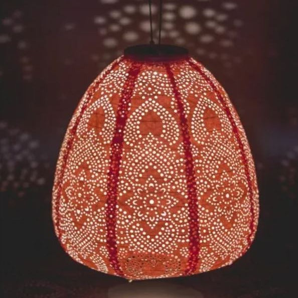 Greige Solar Lantern - Dome - Coral Pink