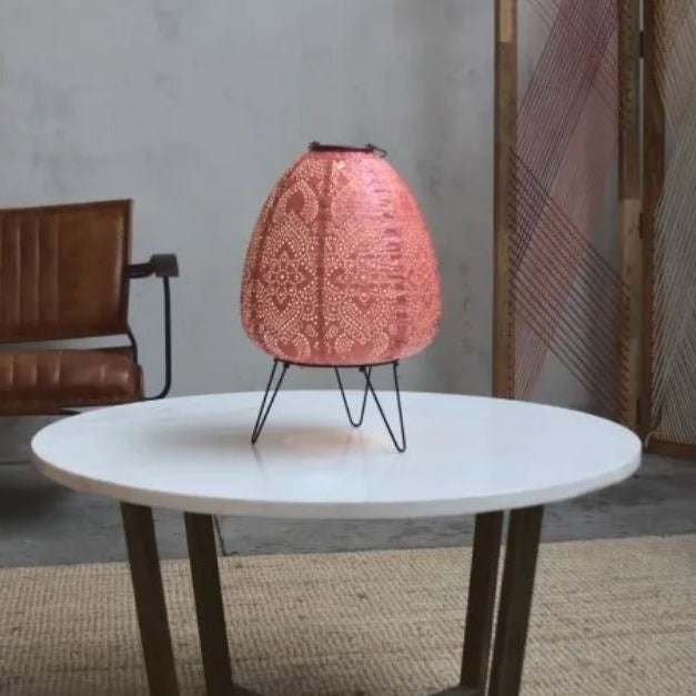 Greige Solar Lantern - Dome - Coral Pink