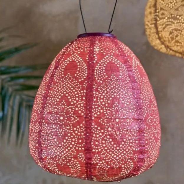 greige Solar Lantern - Dome - Coral Pink