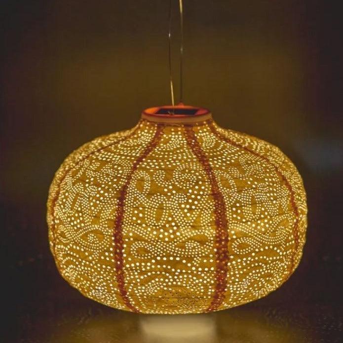 Greige Solar Lantern - Pumpkin - Yellow