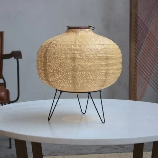 Greige Solar Lantern - Pumpkin - Yellow