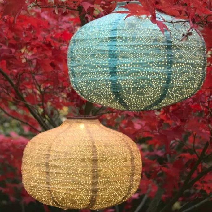 Greige Solar Lantern - Pumpkin - Yellow