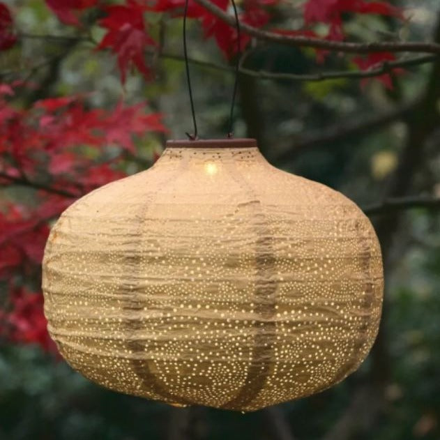 greige Solar Lantern - Pumpkin - Yellow